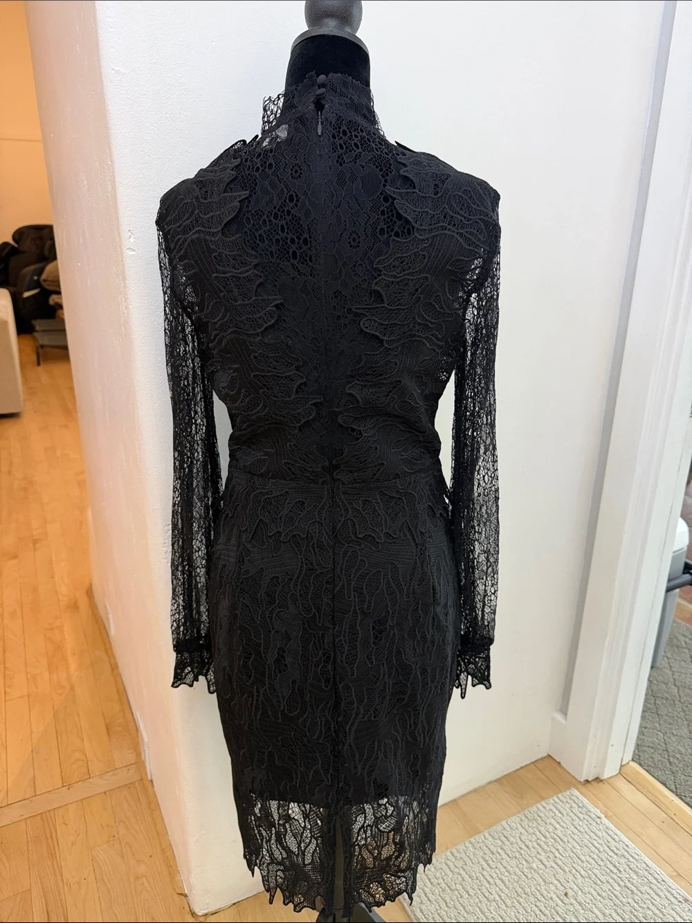 Bardot Black Long-Sleeve Lace Cocktail Dress